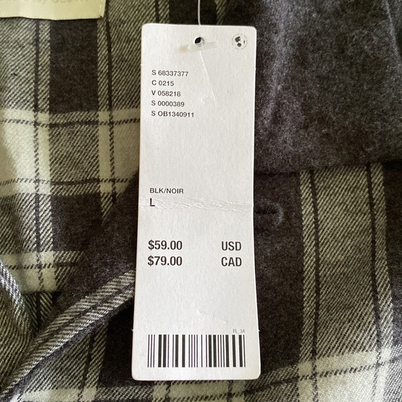 Urban Outfitters NWT Standard Cloth flannel button front grey black plaid - Picture 7 of 14